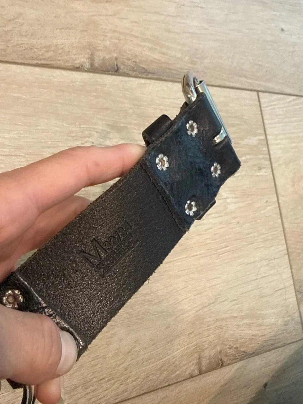 Black Leather Men’s Flame Strap Belt - Red/Orange Accent